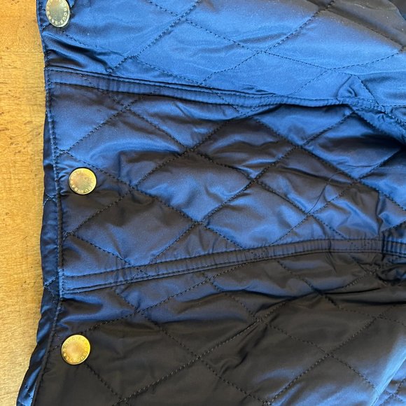 NEW Barbour Millfire Hooded Quilted Jacket navy blue US 10 12 hood tartan plaid - Picture 12 of 15